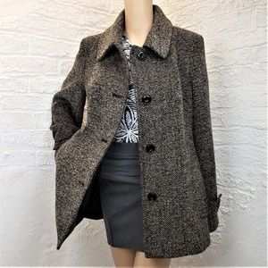 LONDON FOG Black and gray Tweed Peacoat Medium